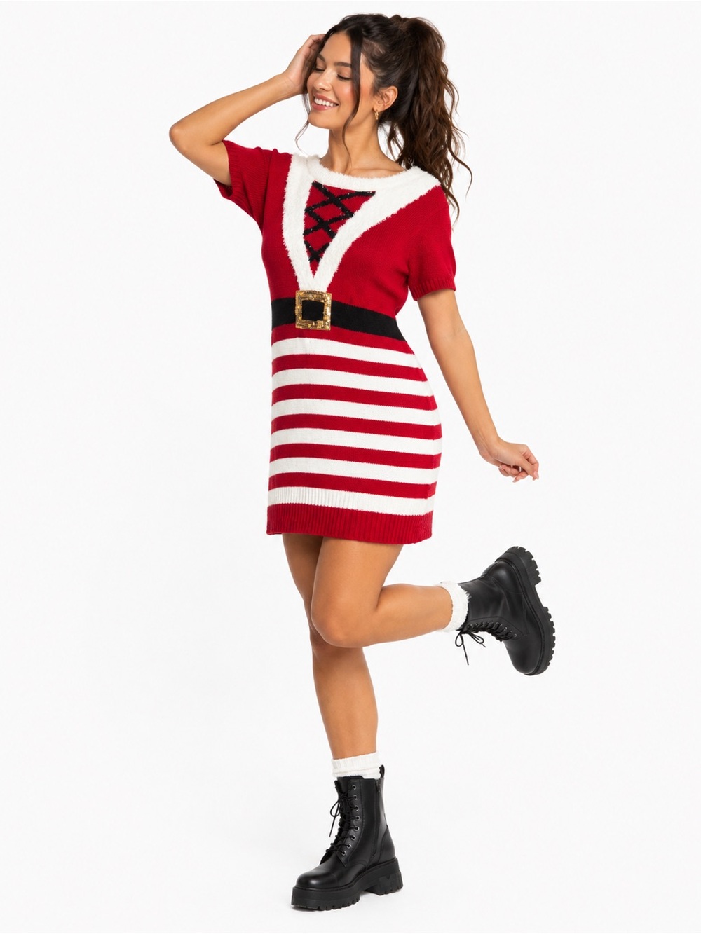 💗5 for $25💗 Red & White Santa Stripe Sweater Christmas Dress